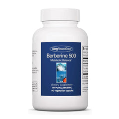 Allergy Research Group berberine 500mg bottle showing potential metabolic support for wellness.