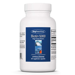 Allergy Research Group Biotin 5000 bottle promotes hair, skin, and nails health