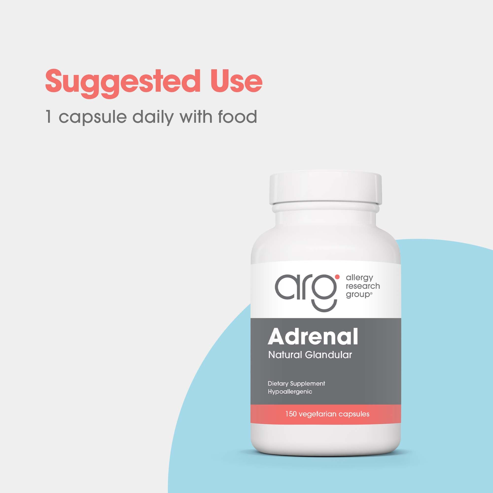 Allergy Research Group bovine adrenal extract ingredient on label