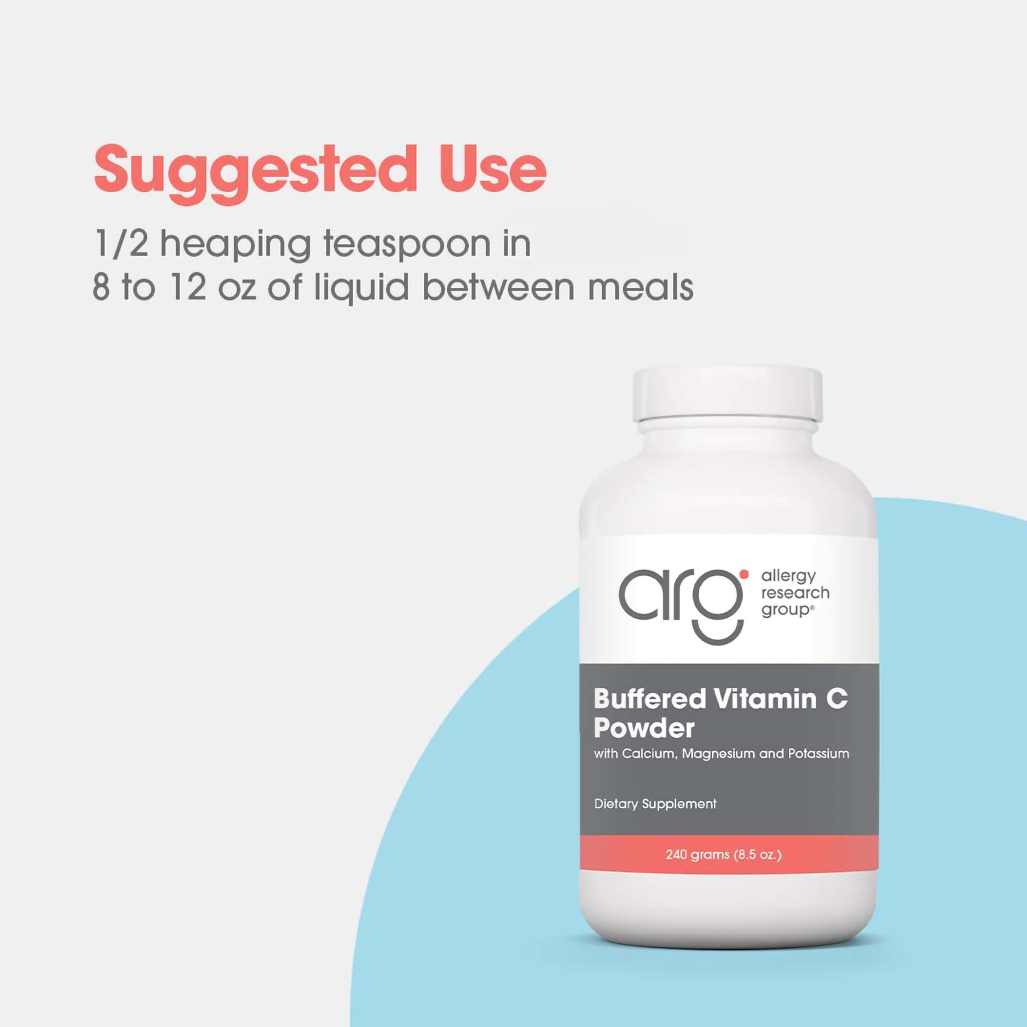 Allergy Research Group Buffered Vitamin C Powder dissolving in water for quick intake