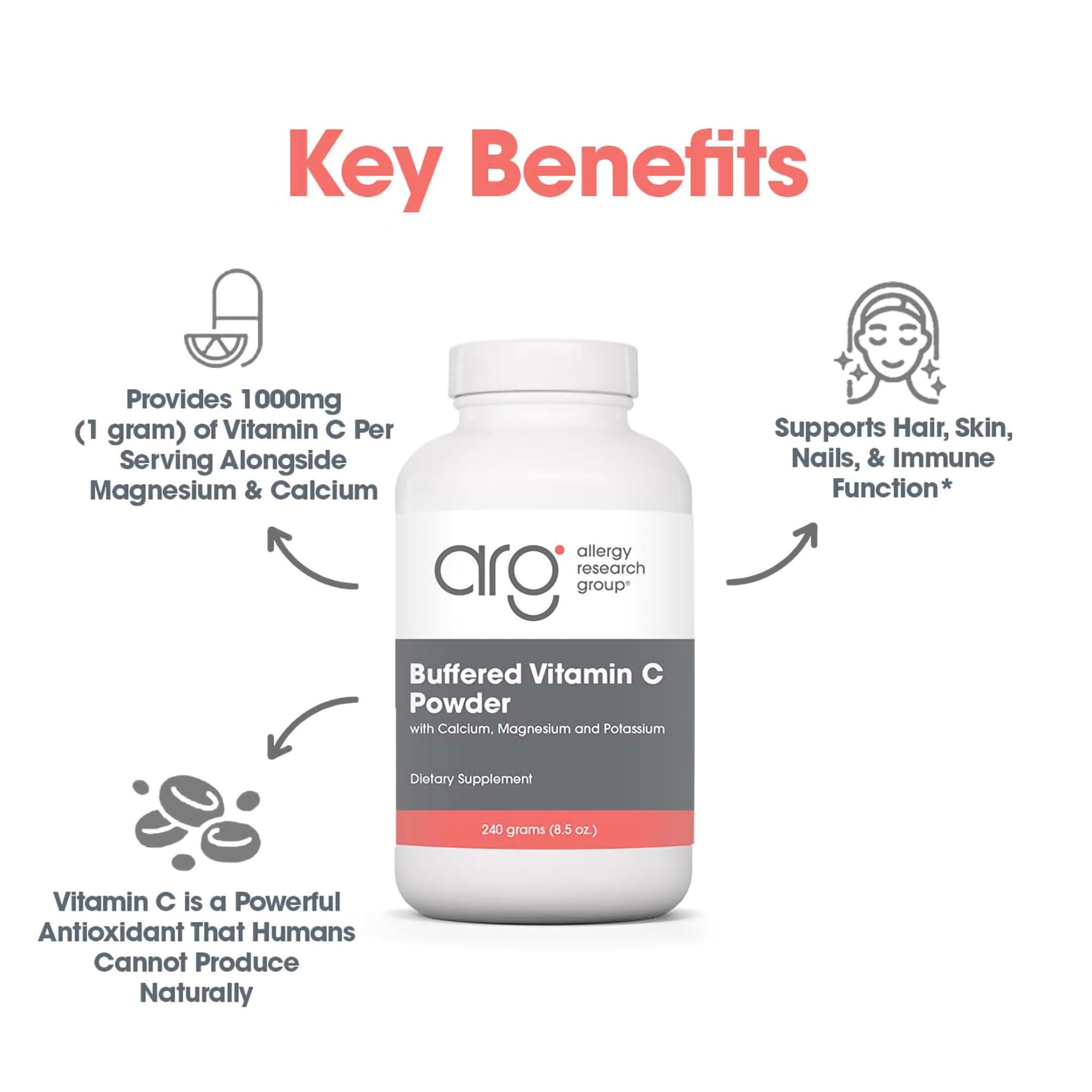 Allergy Research Group Buffered Vitamin C Powder pour shows easy mixing