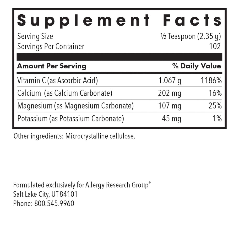 Allergy Research Group Buffered Vitamin C Powder scoop for precise dosing