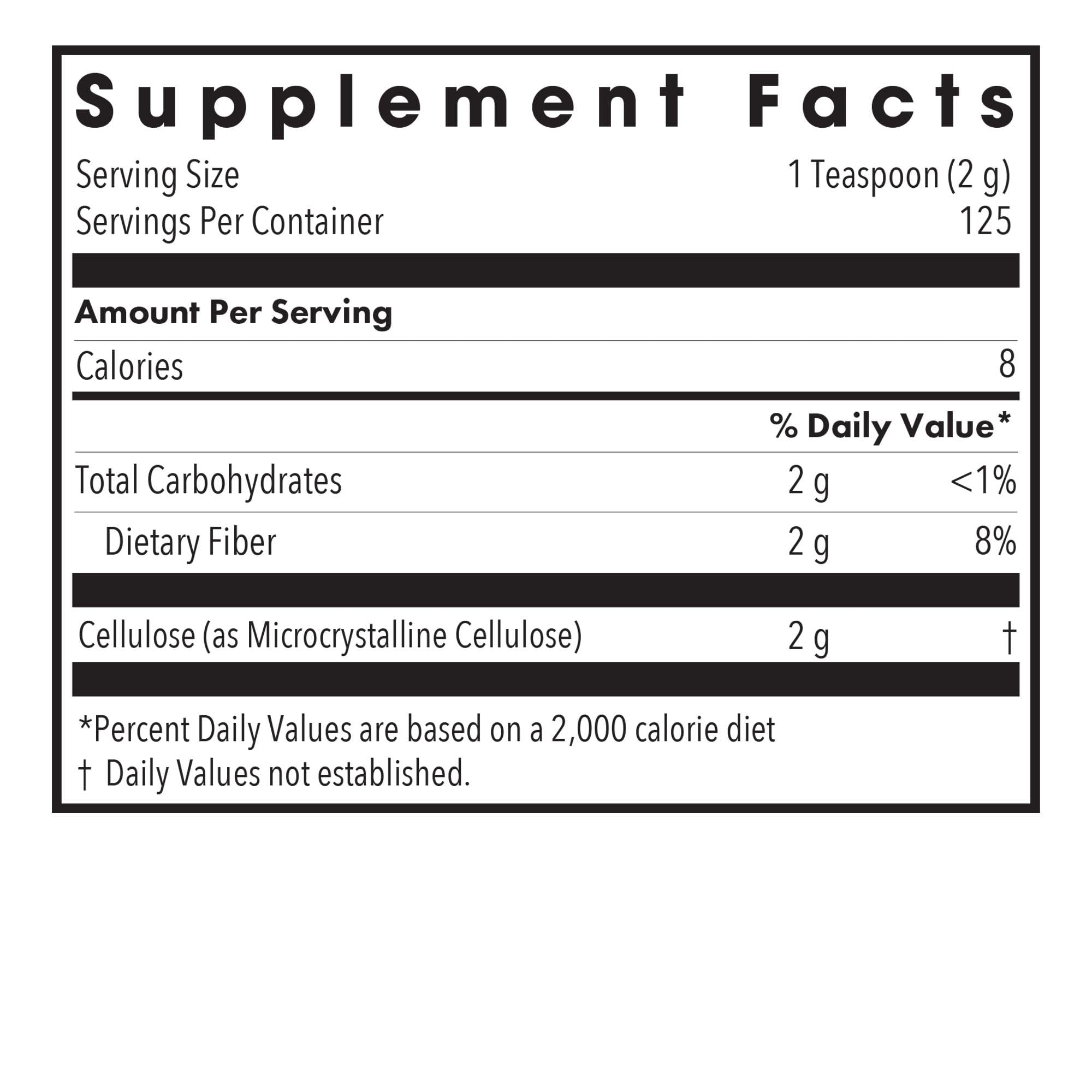 Allergy Research Group cellulose powder closeup highlights fine texture ideal for blending.