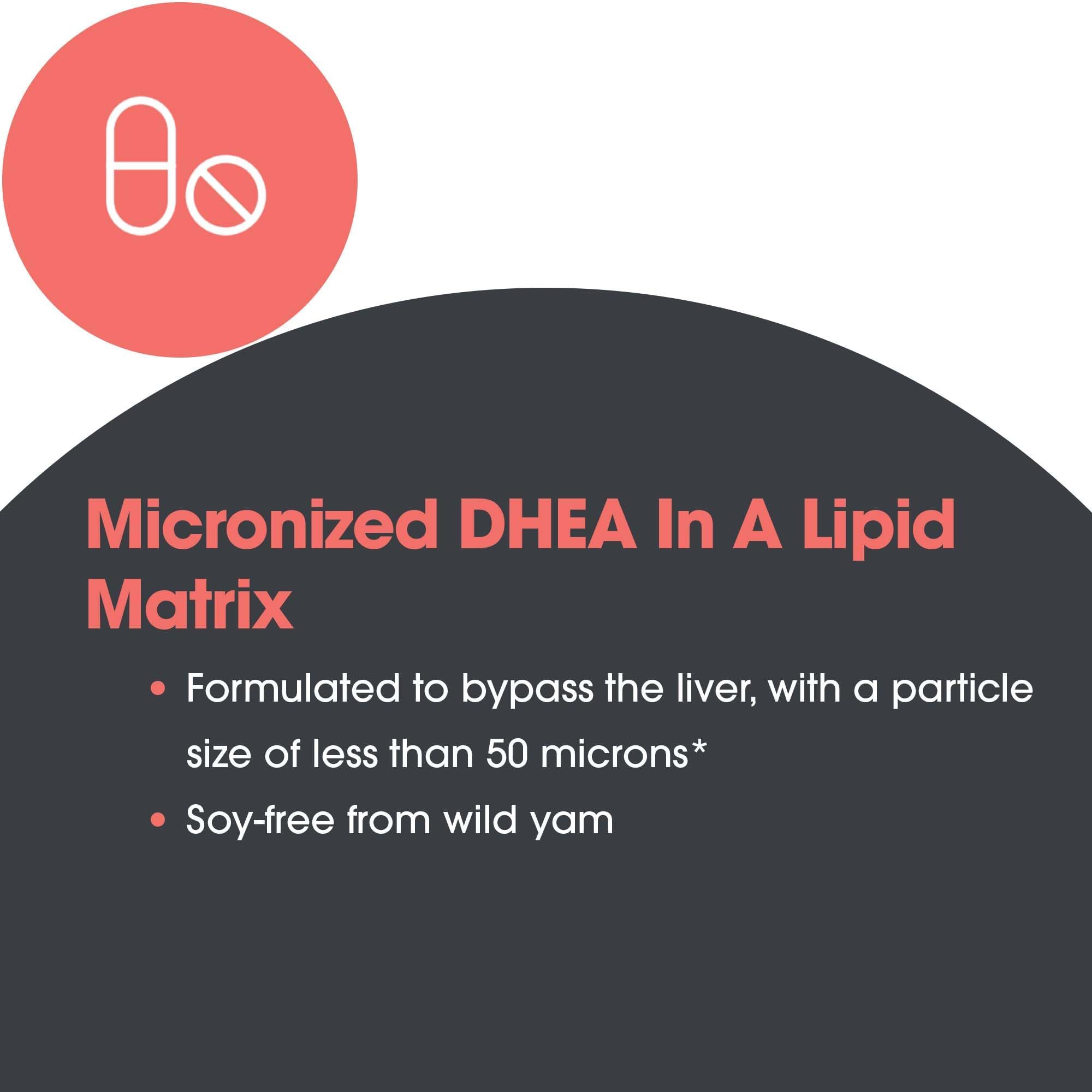 60-count bottle of Allergy Research Group DHEA designed for ongoing metabolism support.