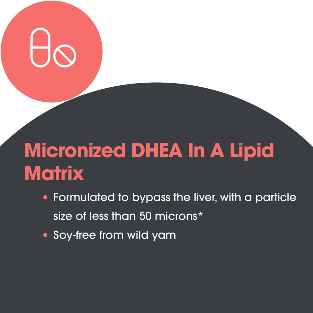 60-count bottle of Allergy Research Group DHEA designed for ongoing metabolism support.