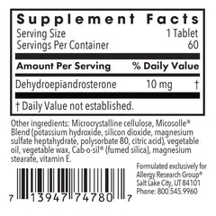 Allergy Research Group DHEA tablet in lipid matrix highlights improved bioavailability.
