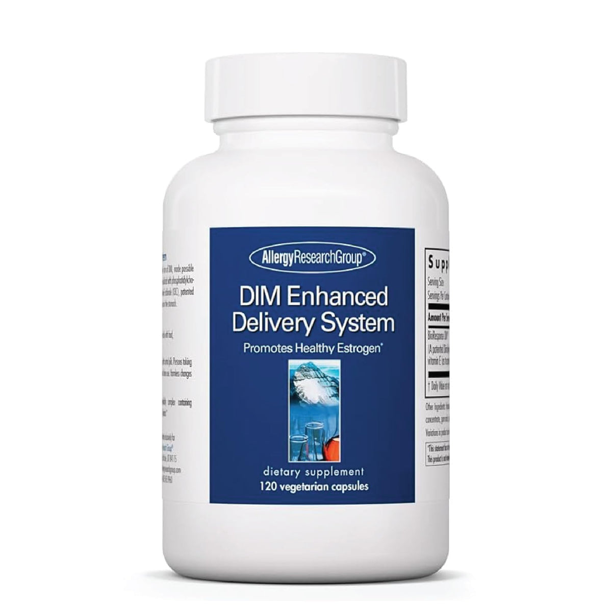 Allergy Research Group DIM Enhanced Delivery System bottle showing stable formulation for hormone balance