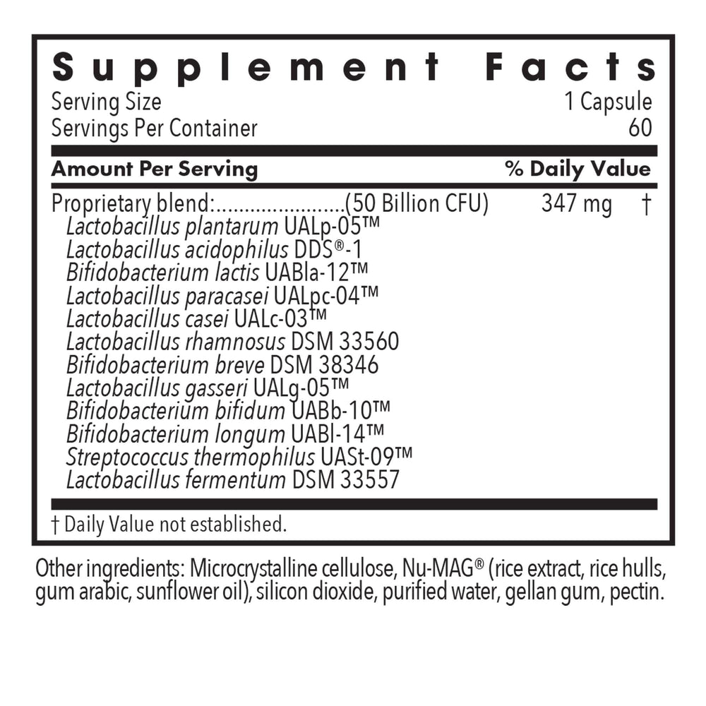 Allergy Research Group Essential-Biotic capsules close-up showing delayed-release capsule design for gut delivery