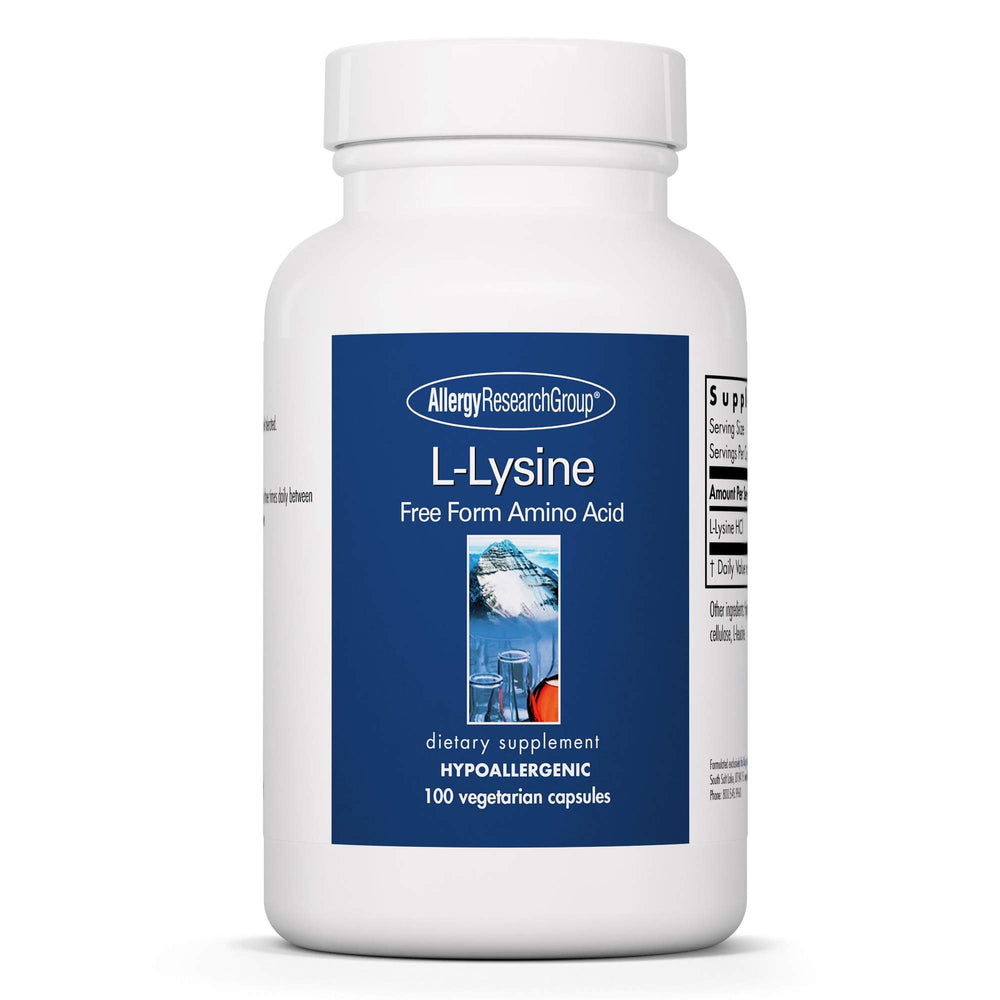 Allergy Research Group L-Lysine bottle sealed showing the product