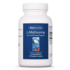 Allergy Research Group L-Methionine bottle highlighting pure free-form amino acid
