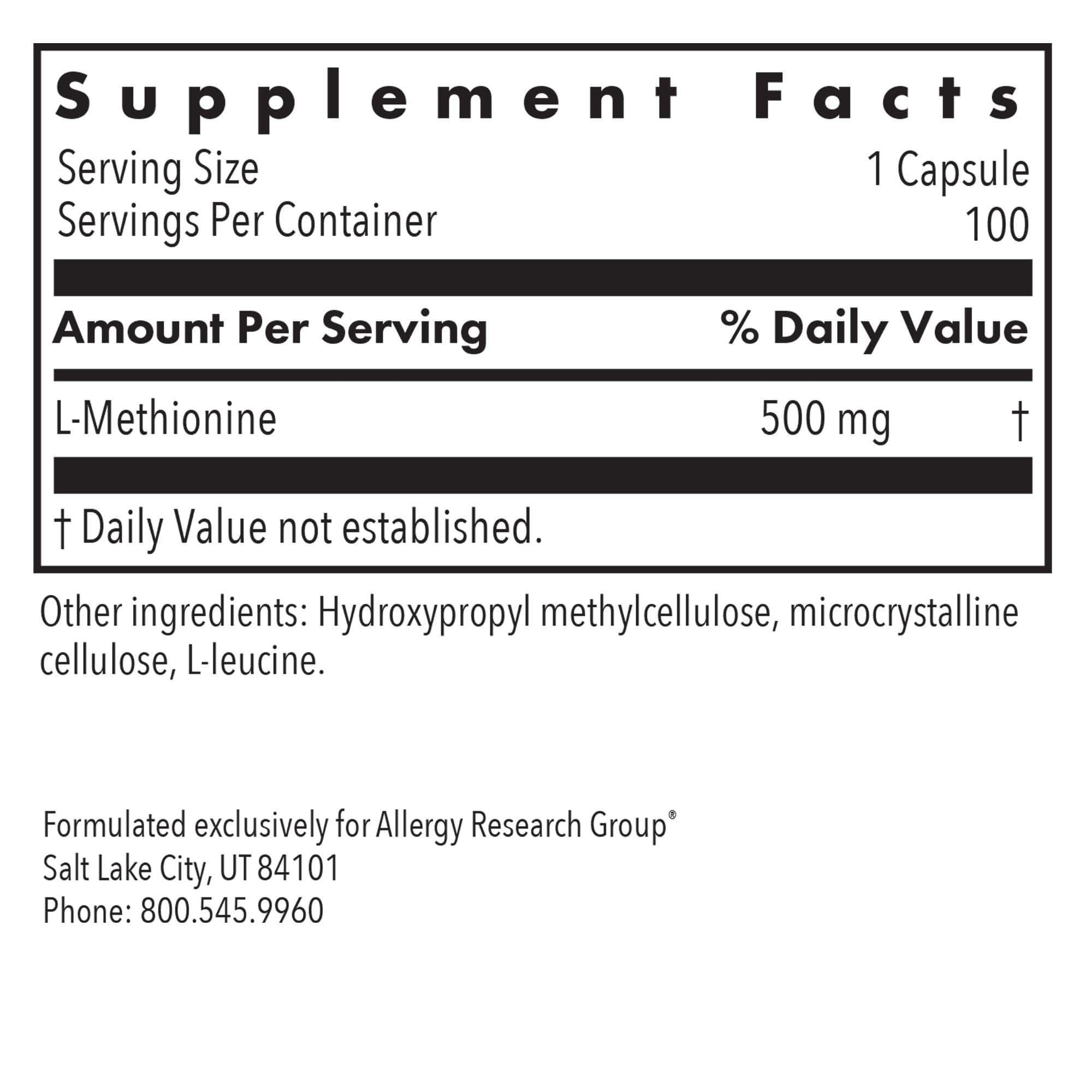 L-Methionine capsules ready for daily energy support from ARG