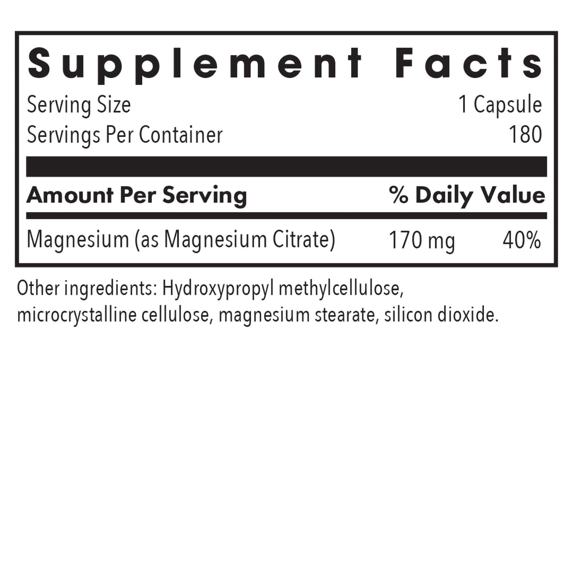 Allergy Research Group Magnesium Citrate capsules pouring to illustrate convenient dosing.