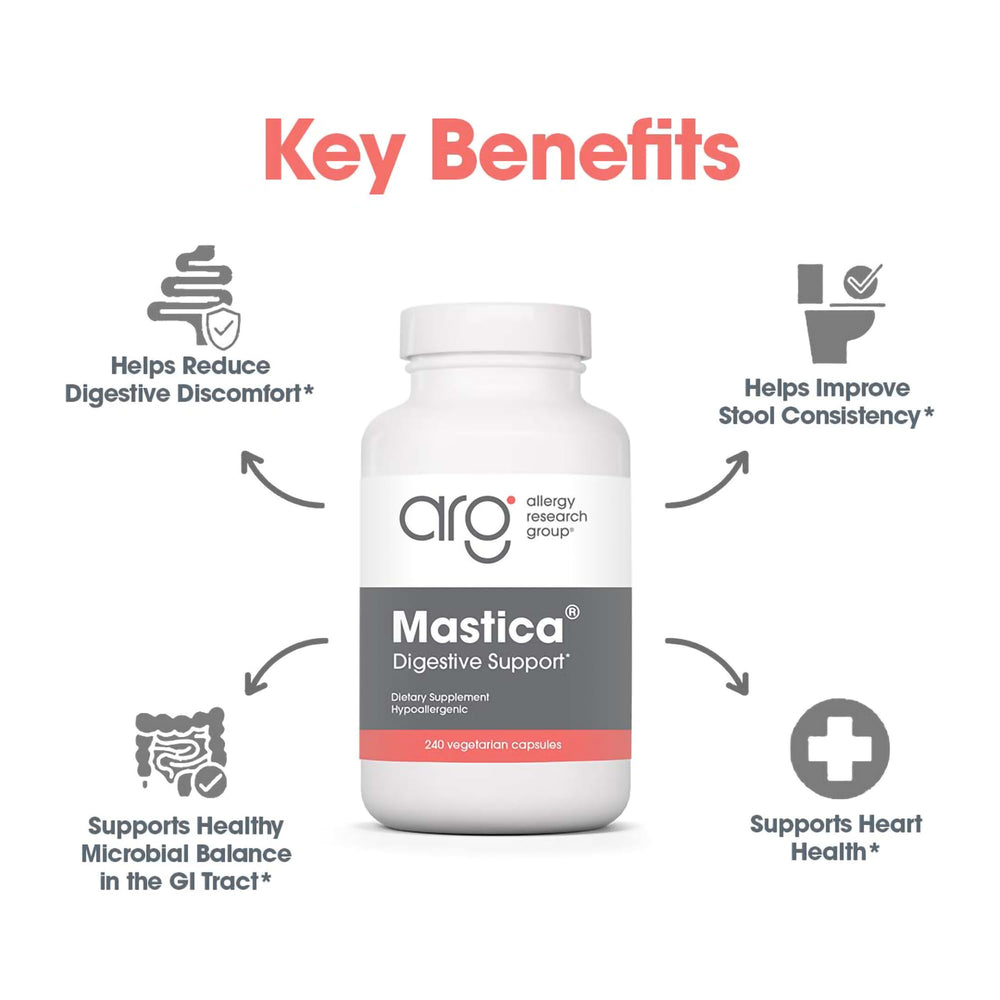 Allergy Research Group Mastica packaging on shelf highlights premium digestive health support