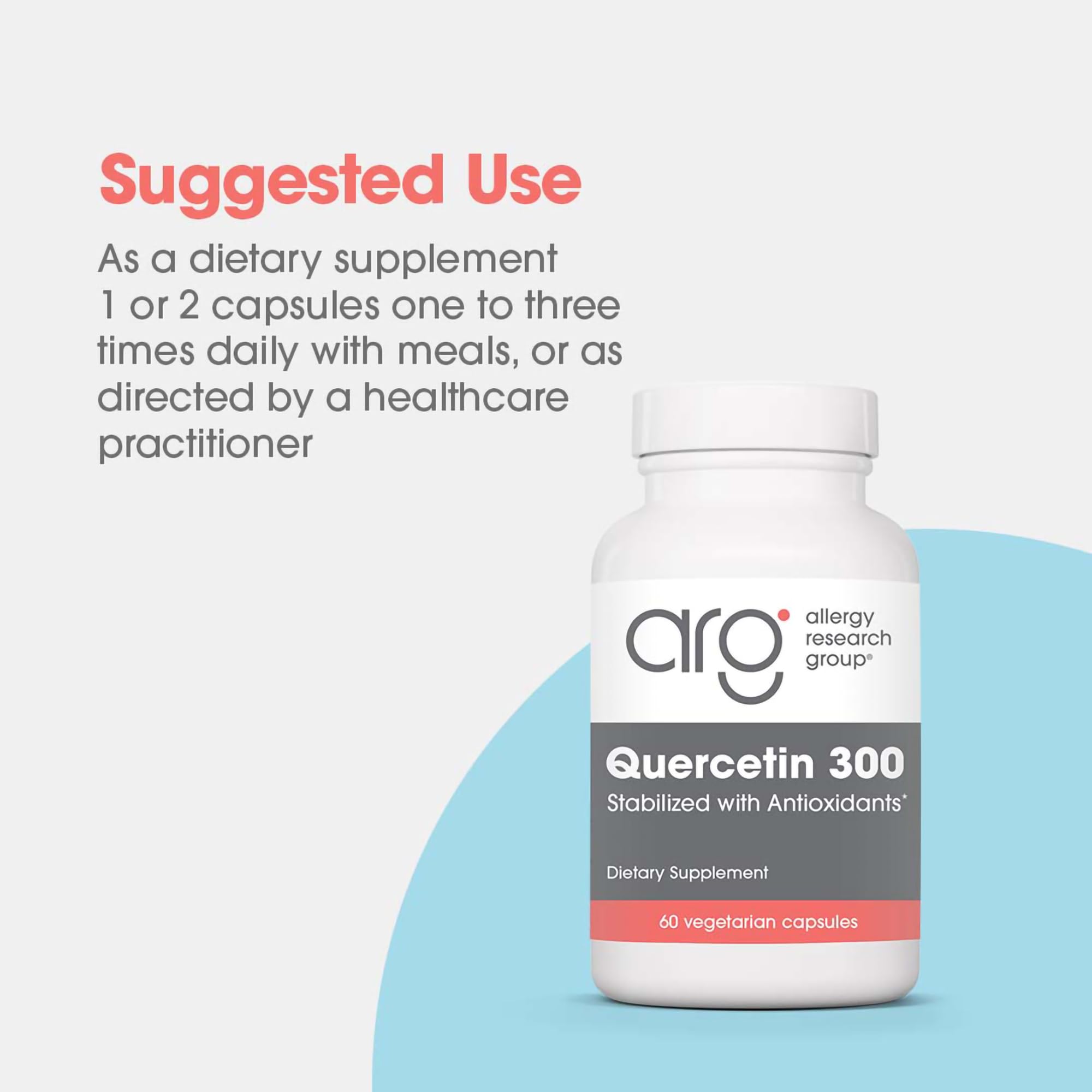 Allergy Research Group Quercetin 300 delayed-release capsule design aids consistent dosing.