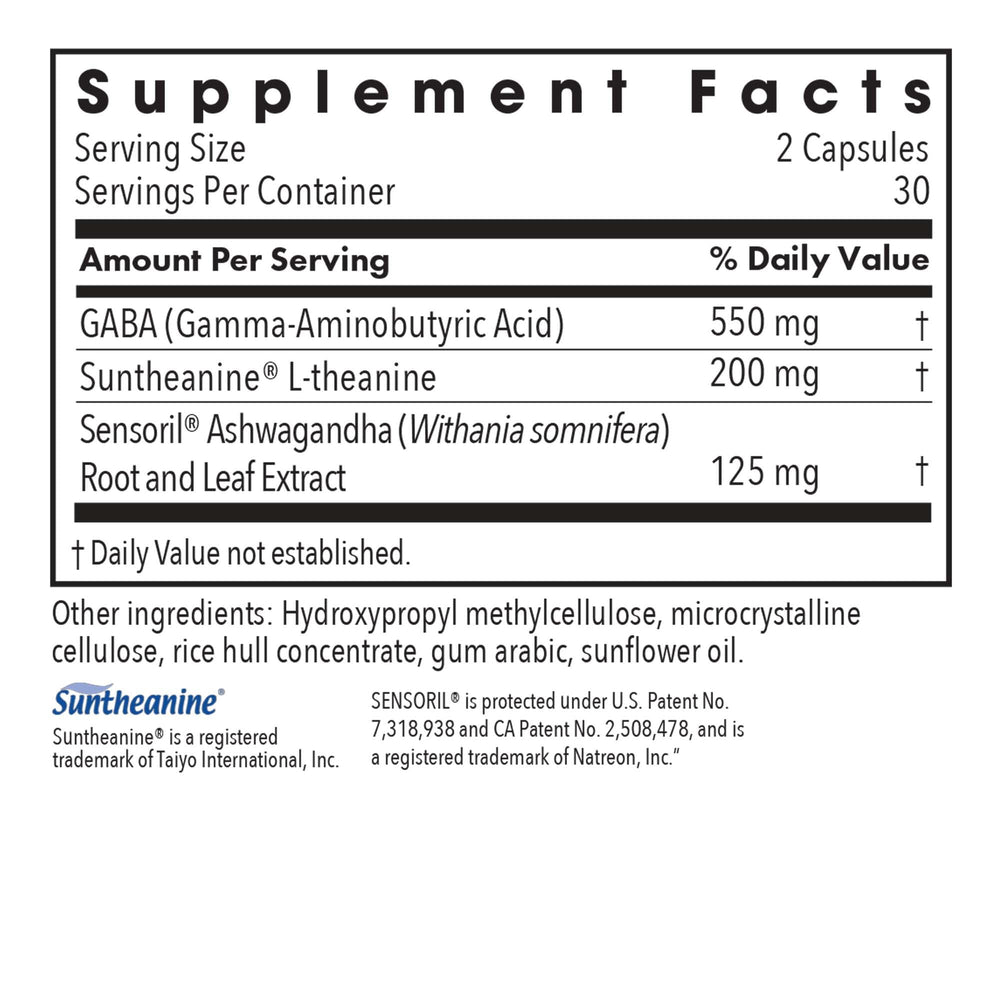 Zen Adapt packaging label highlights Sensoril ashwagandha and L-Theanine for balance