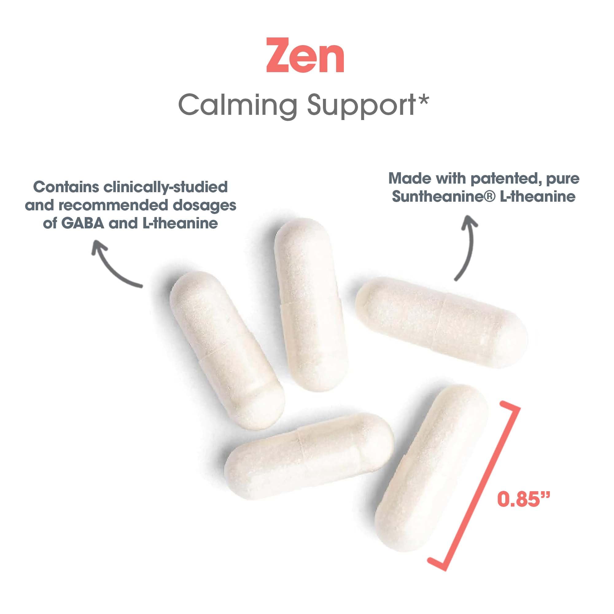 Allergy Research Group Zen GABA L-Theanine dosage information graphic