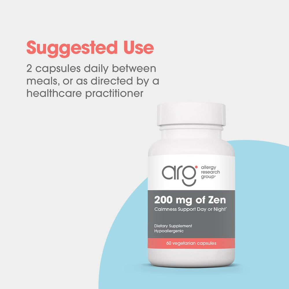 Allergy Research Group Zen GABA L-Theanine glass with capsules and water