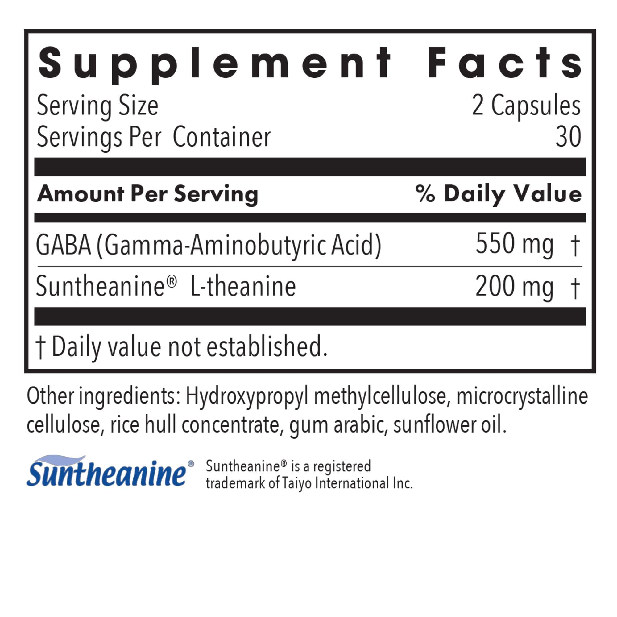 Allergy Research Group Zen GABA L-Theanine label closeup showing ingredients and dosage