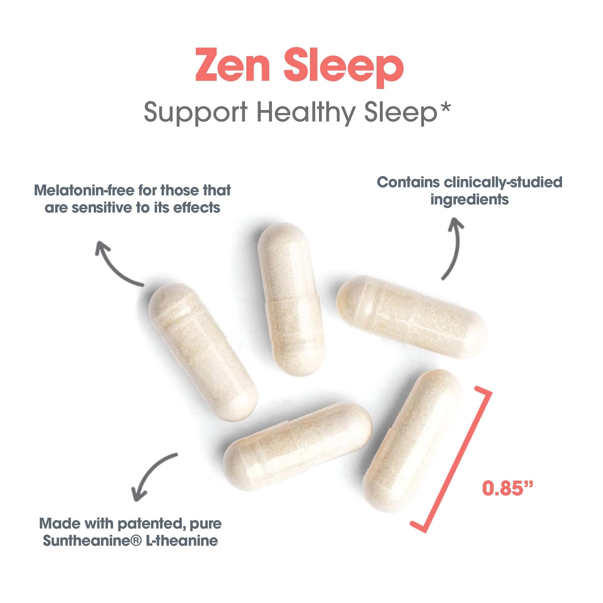 Allergy Research Group Zen Sleep capsules arranged with a calm, minimalist setup.