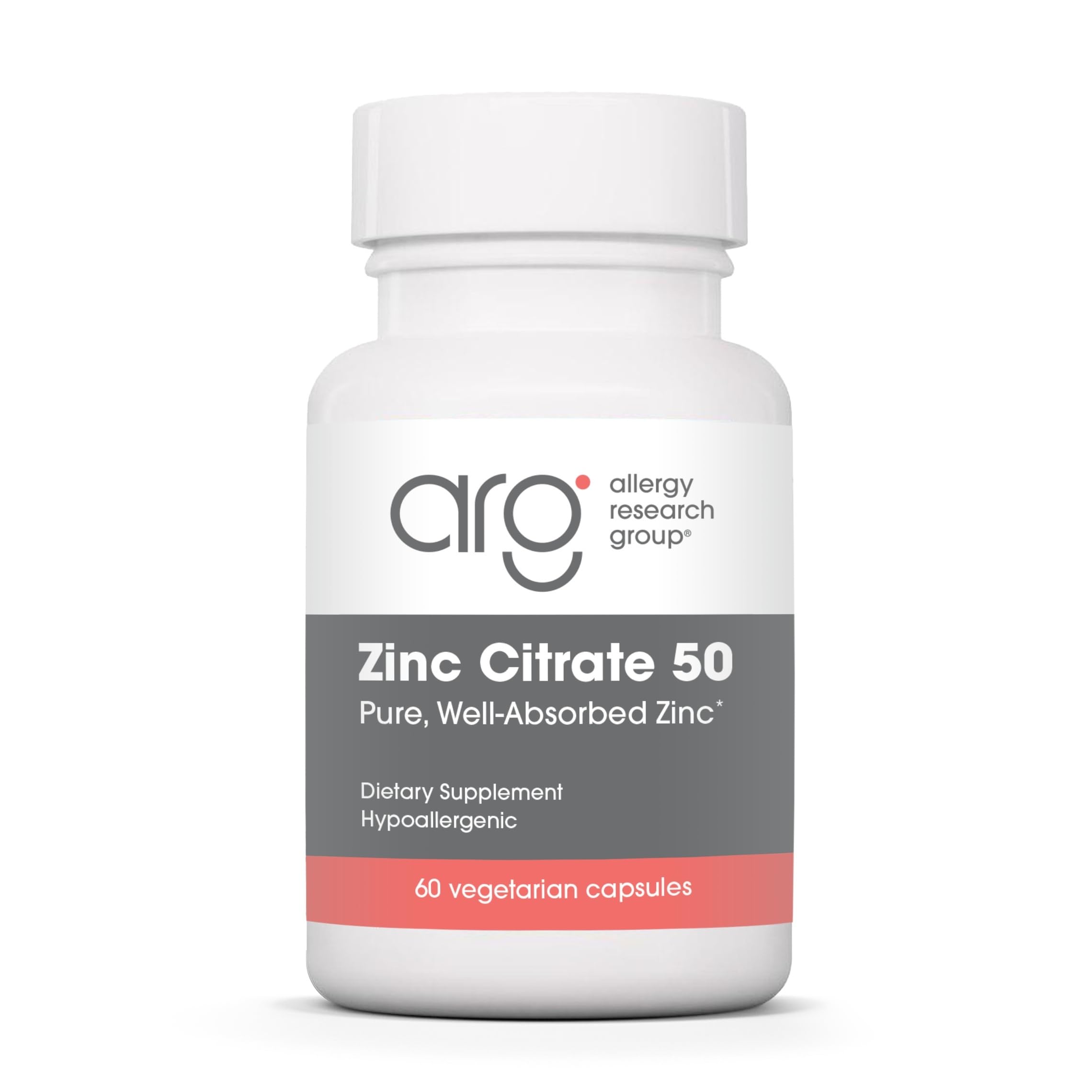 Allergy Research Group Zinc Citrate bottle front for daily immune support potential