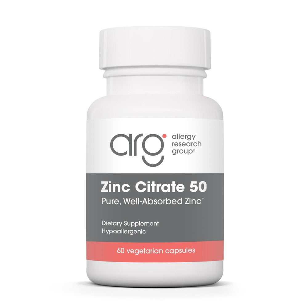 Allergy Research Group Zinc Citrate bottle front for daily immune support potential