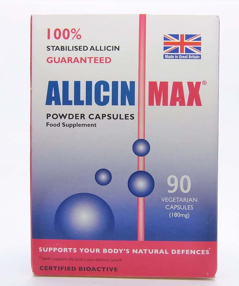 ALLICINMAX capsules close-up showing stabilized allicin for fast absorption