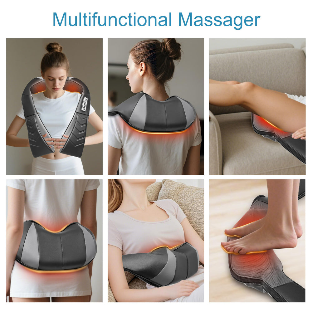 Alliggic long-handle feature to adjust massage position and intensity.