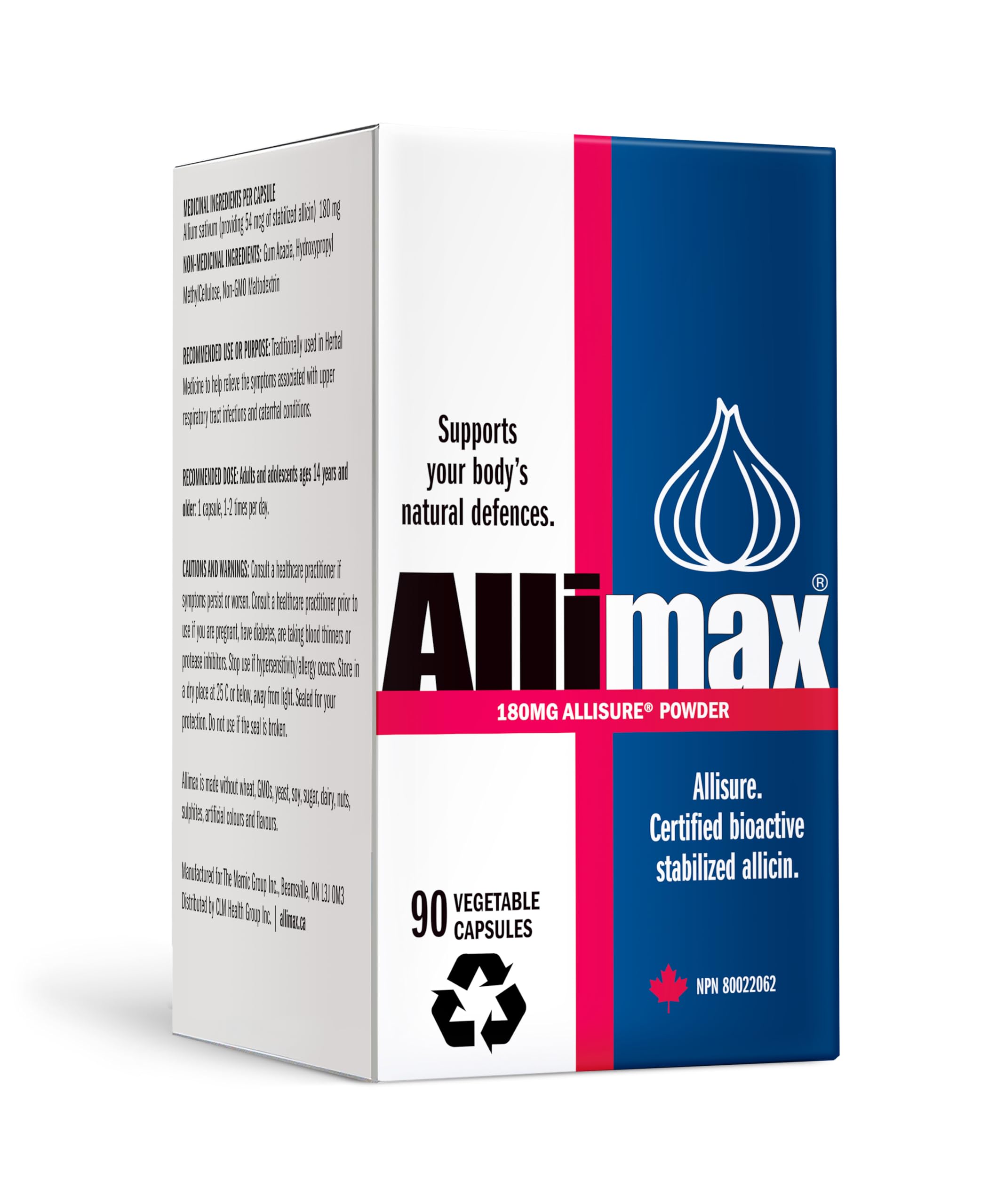 ALLIMAX bioactive allicin caplet supports potential immune function.