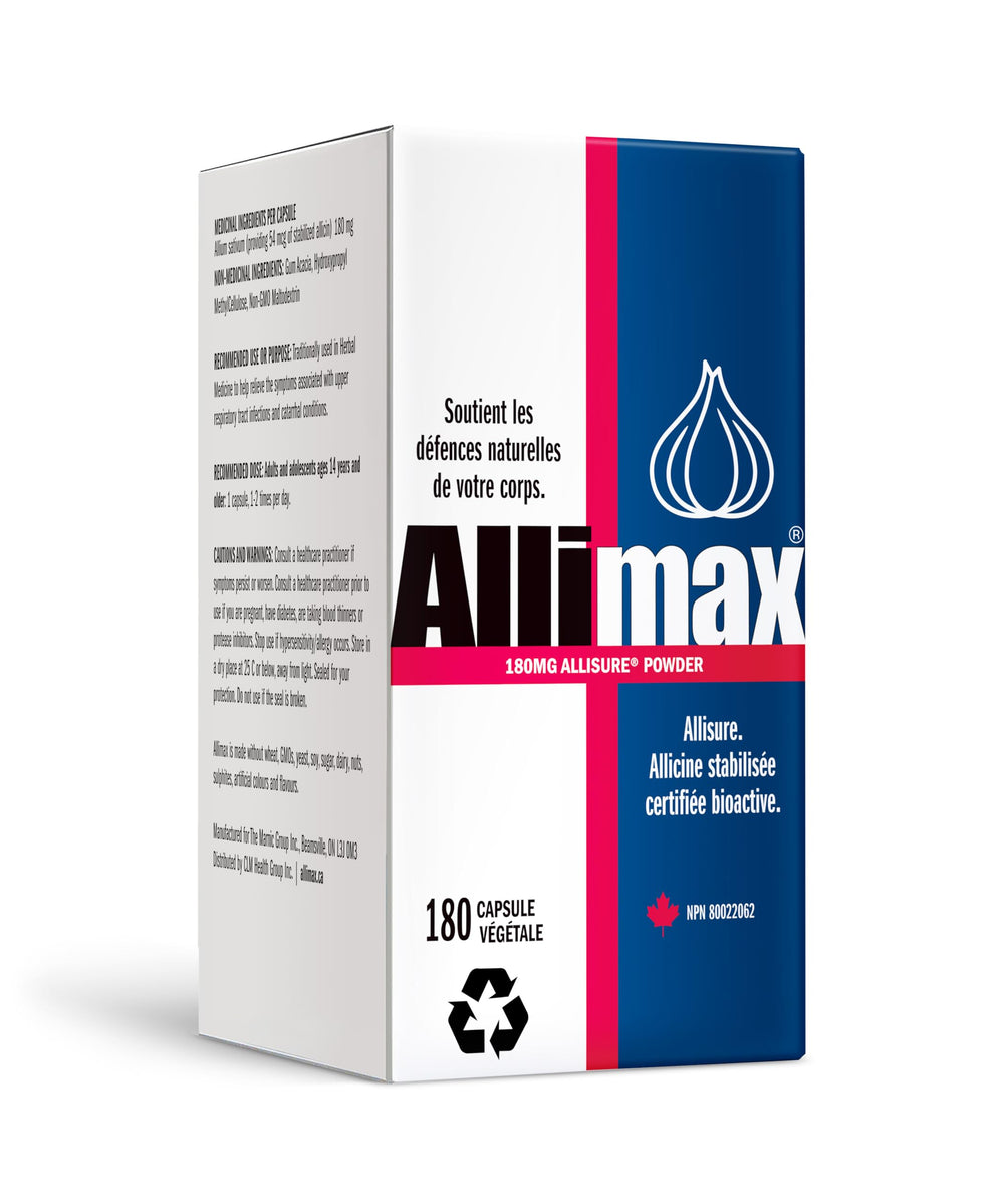 Allimax bottle back label provides clear dosage guidance