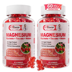 Alliwise 2-pack magnesium glycinate gummies bottle front for daily relaxation and sleep support