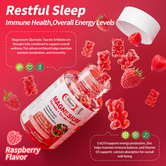 Alliwise gummies close-up raspberry flavor ideal for daily magnesium intake and relaxation