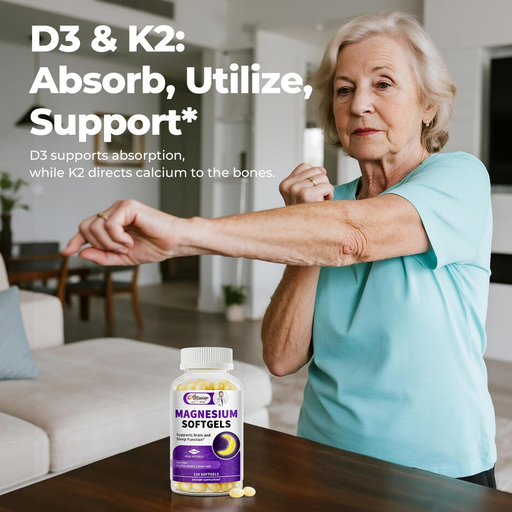 Alliwise easy-to-swallow softgels emphasizing user-friendly formulation.
