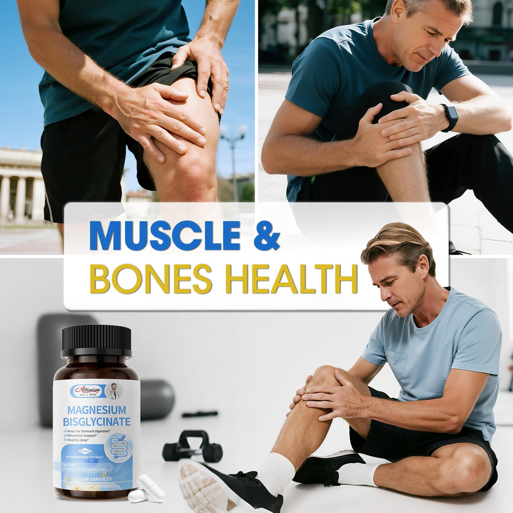 Alliwise Magnesium Glycinate Capsules pour shot highlights small, easy-to-swallow capsules.