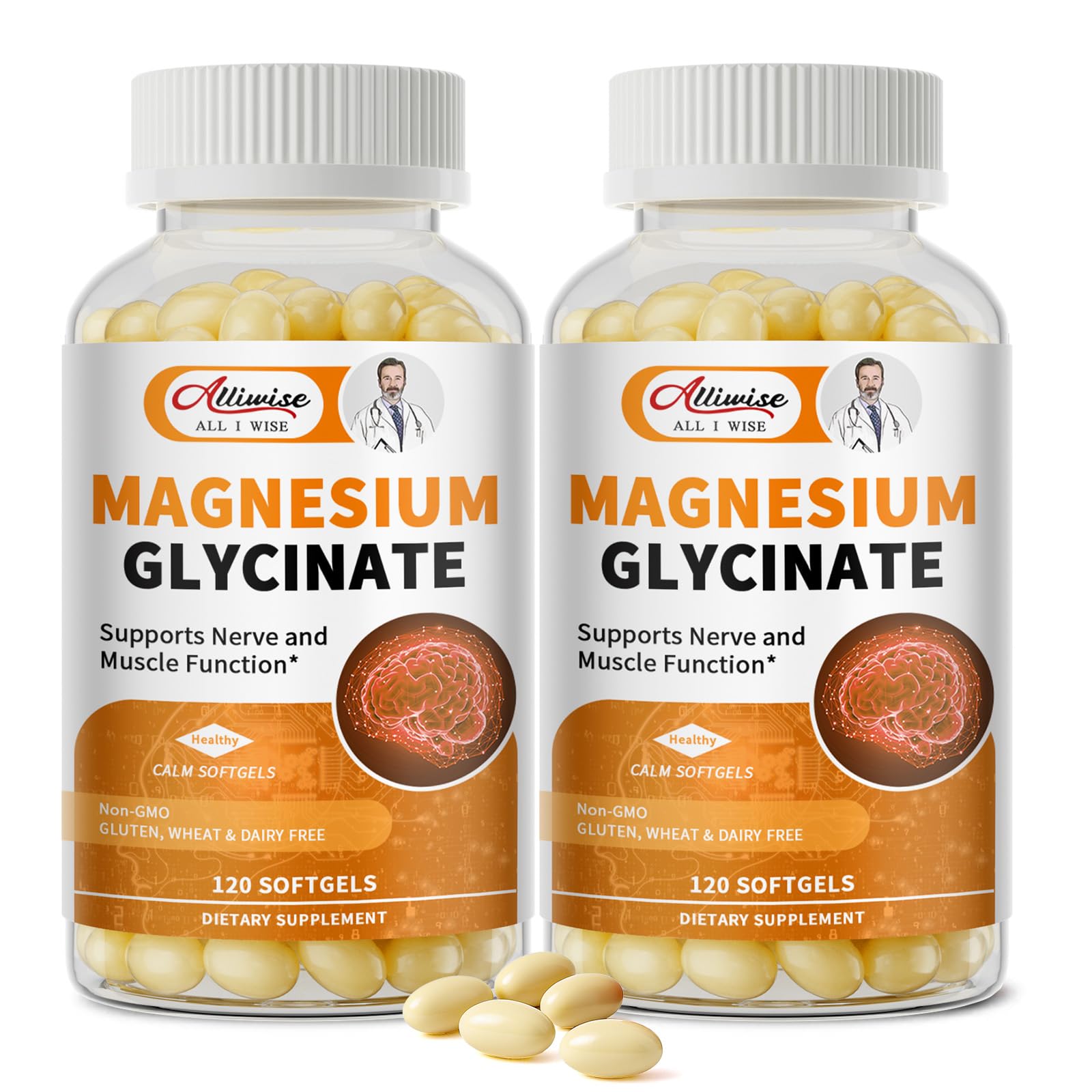 Alliwise magnesium glycinate softgels bottle pour supports nightly calm