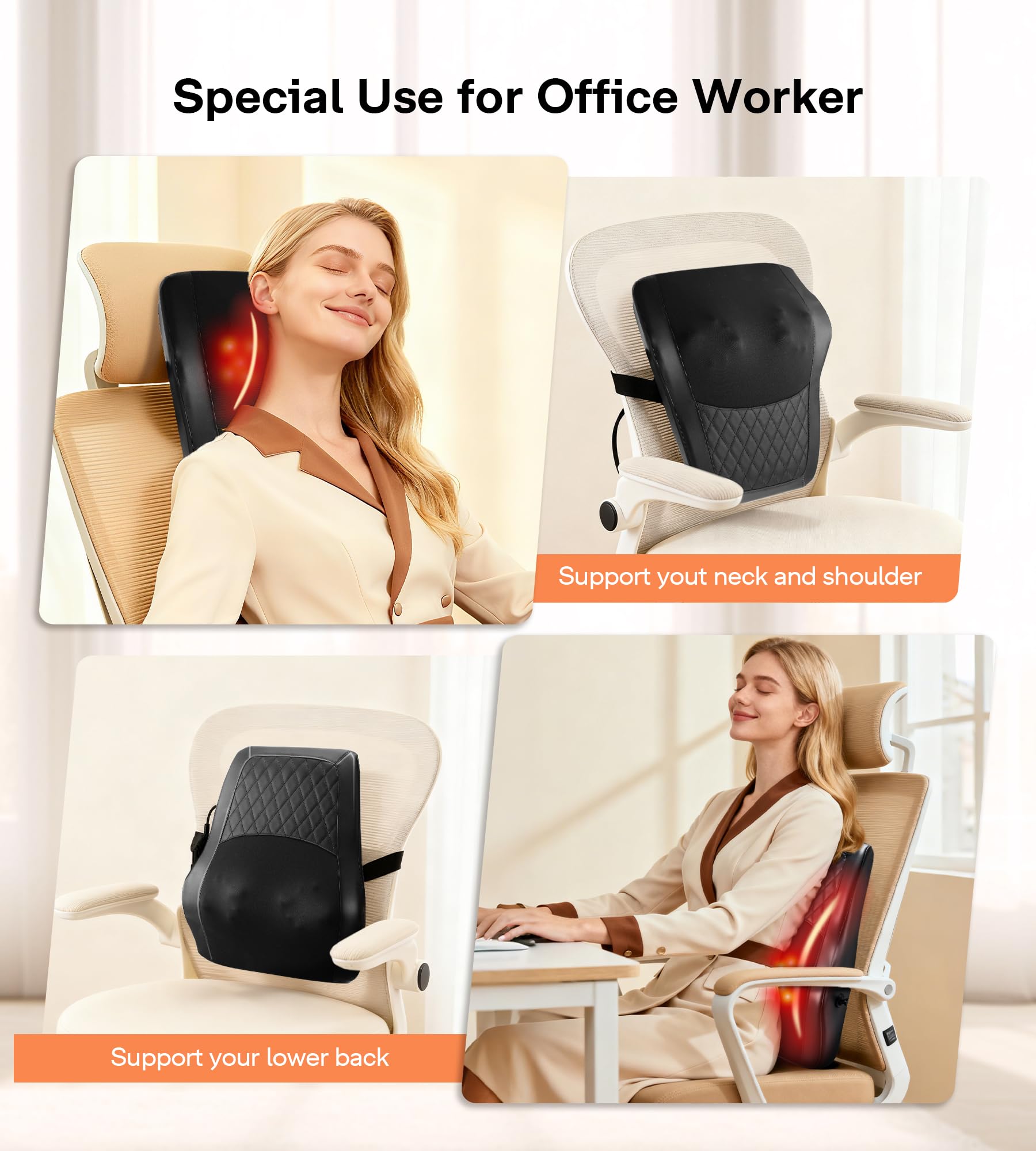 ALLJOY Ergonomic design fits neck, shoulders, back for versatile use
