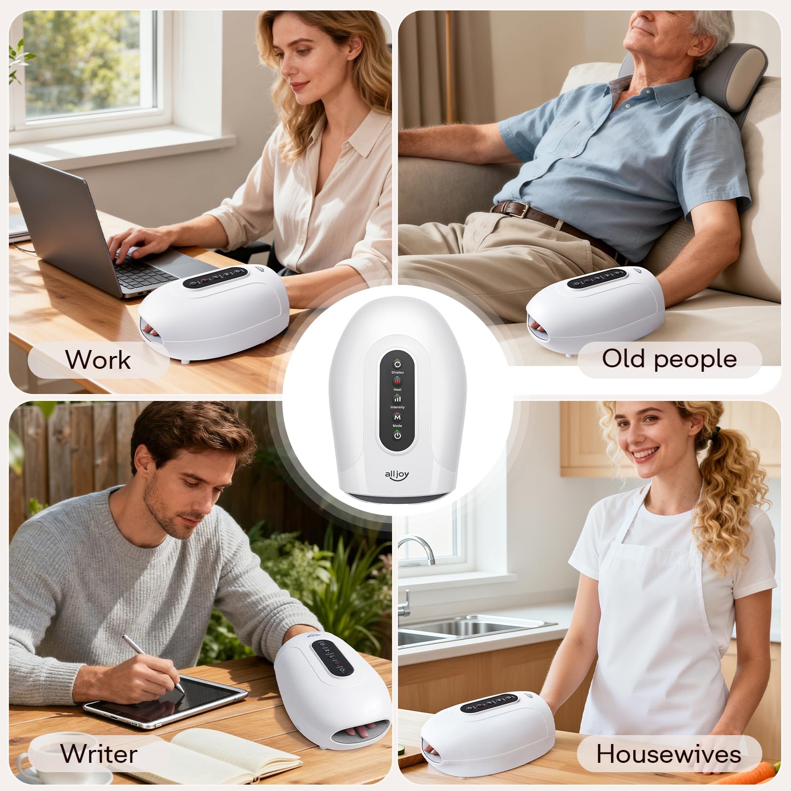 ALLJOY long-lasting battery powers extended cordless massage sessions.