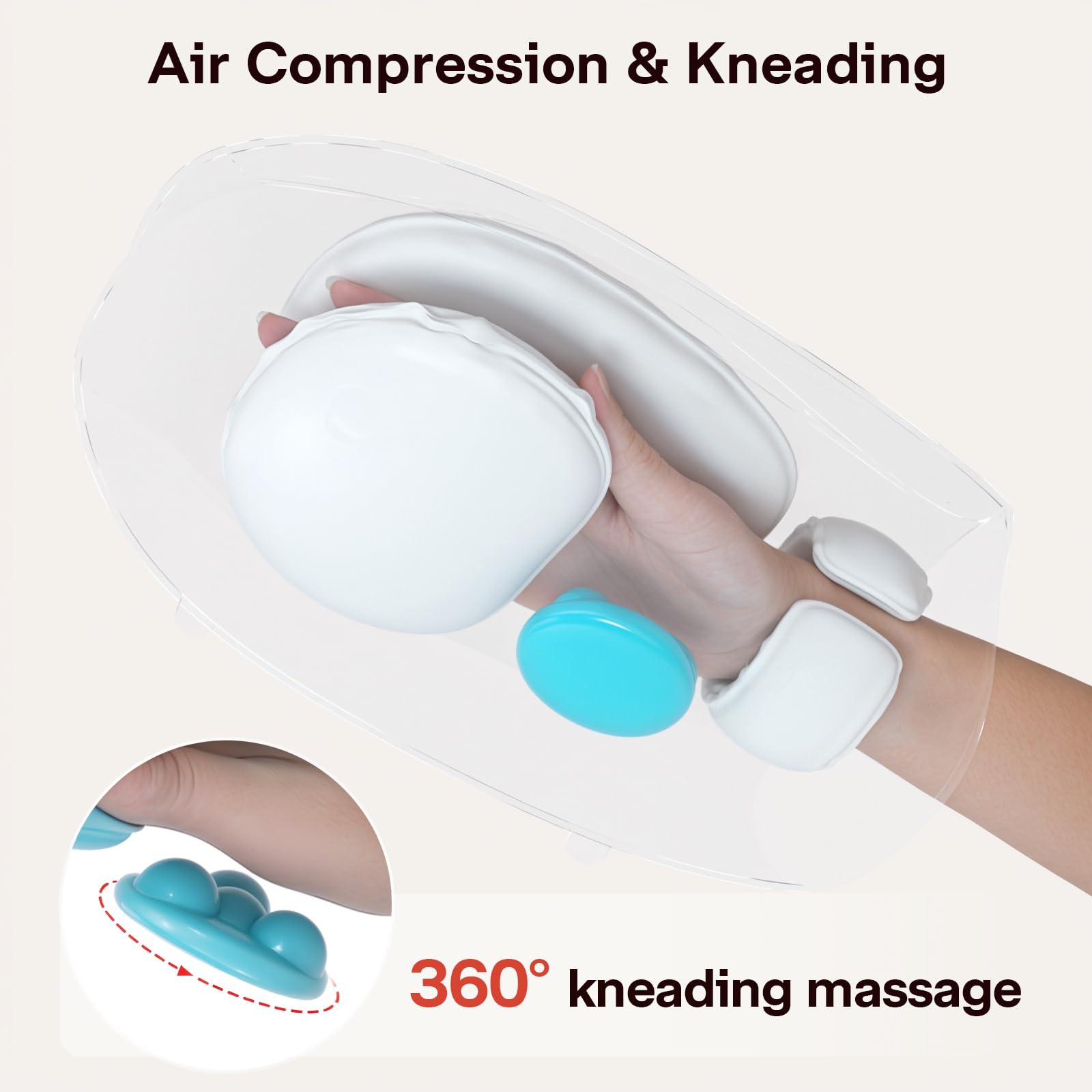 ALLJOY hand massager heat therapy setting delivering soothing warmth to muscles.