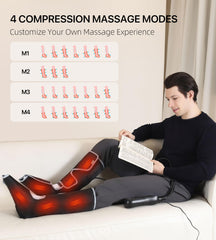 Alljoy leg massager provides 360-degree compression for full-leg relaxation.