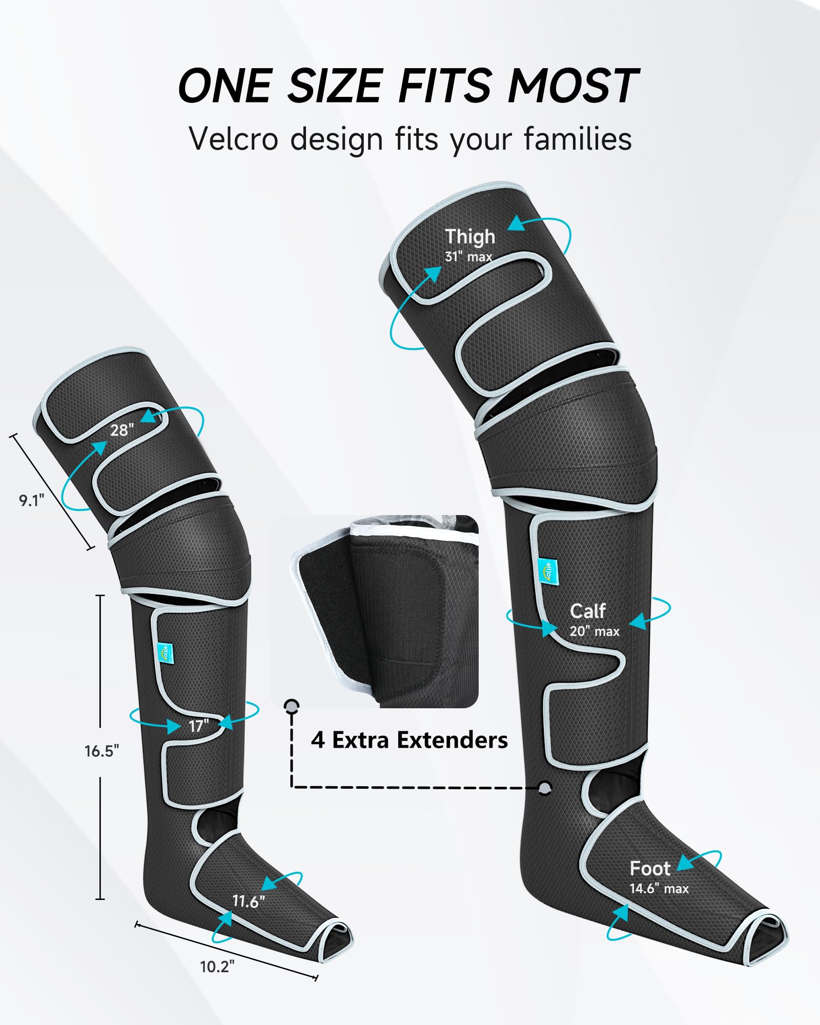 ALLJOY leg massager offers five modes and four intensities for personalized relaxation.