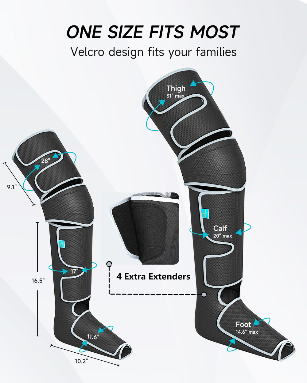ALLJOY leg massager offers five modes and four intensities for personalized relaxation.