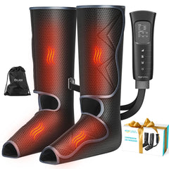 ALLJOY leg massager worn on the calf for improved circulation and comfort after a long day.