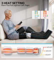 ALLJOY leg massager worn on the leg showing one-size-fits-most design.