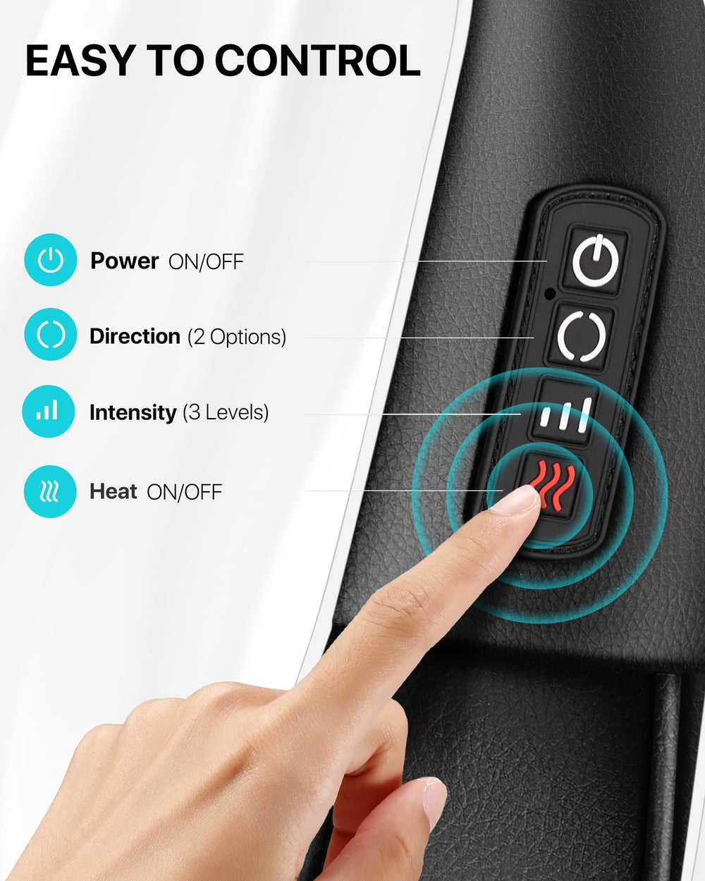AllJOY Neck Massager heat function demonstrates soothing warmth up to 45°C.