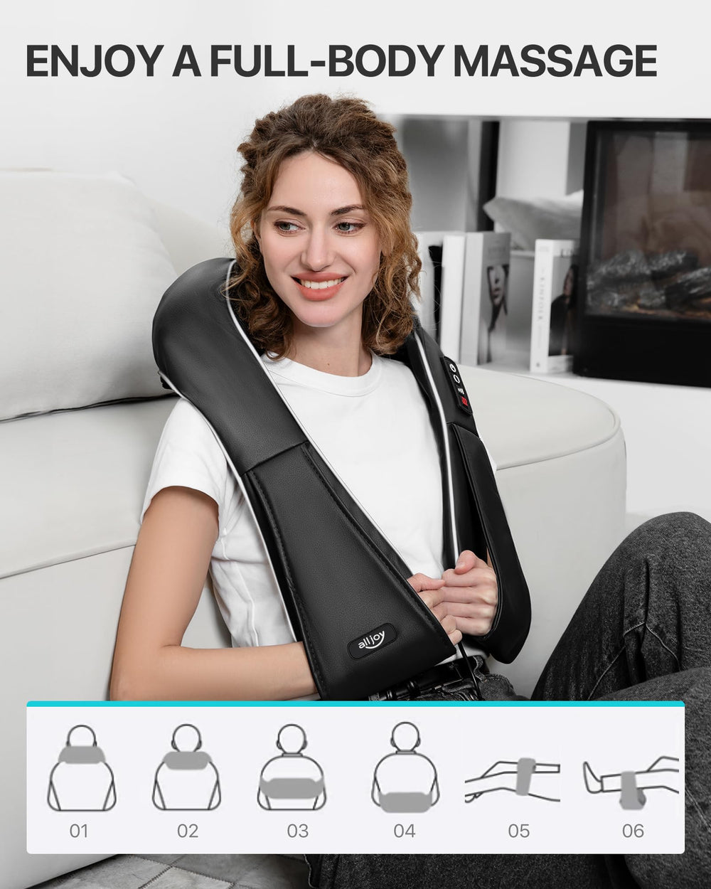 AllJOY Neck Massager in a home office setup for desk-side relief.