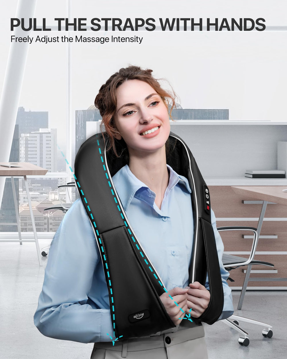 AllJOY Neck Massager premium leather finish conveys durability and style.