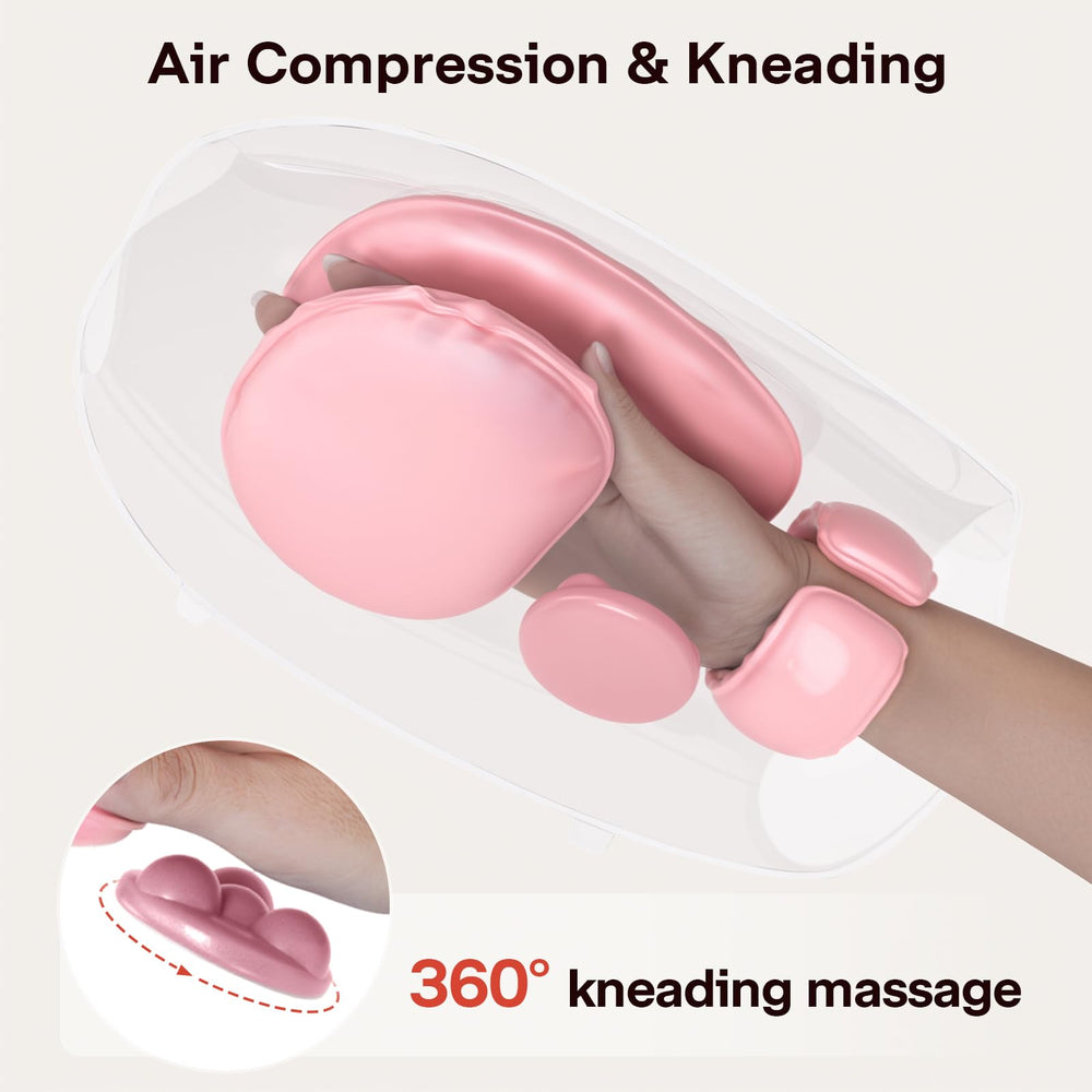 ALLJOY Roller kneading hand massager pink held in hand for portable comfort