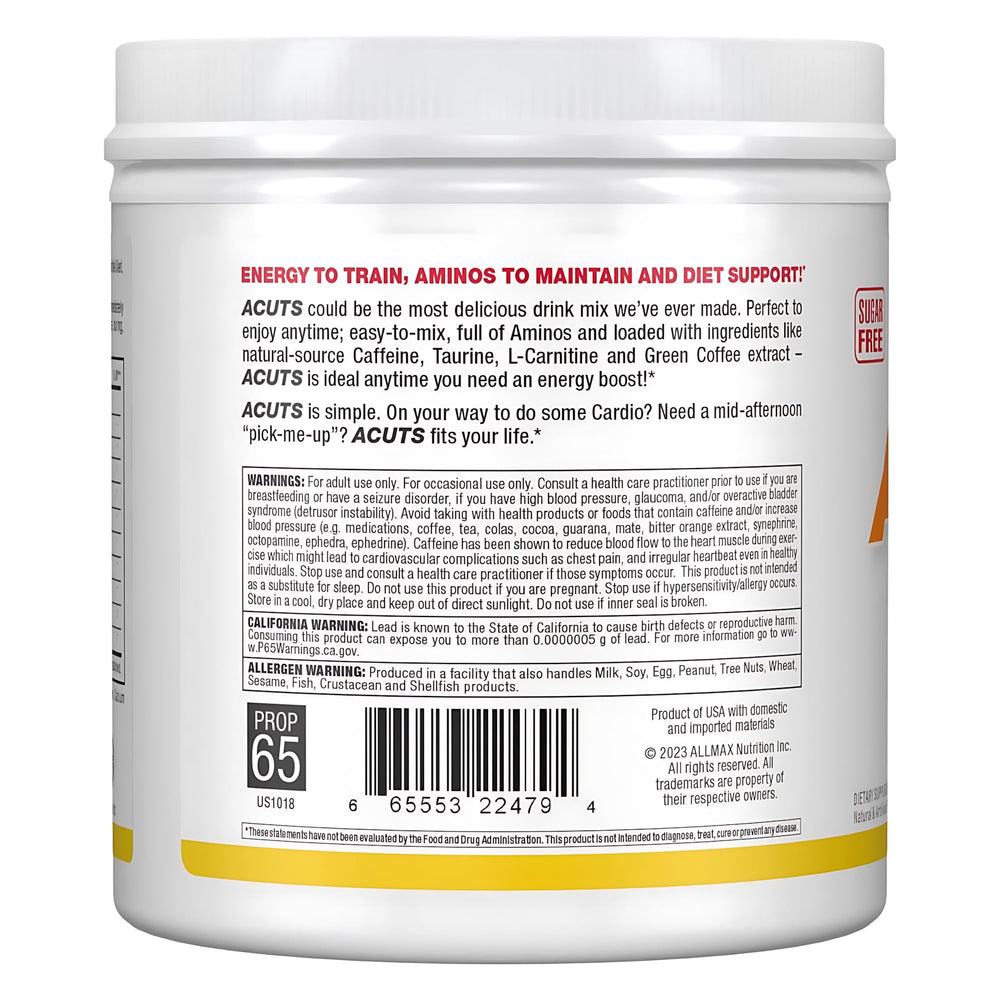 ALLMAX AMINOCUTS pina colada tub front highlights 30 servings option.