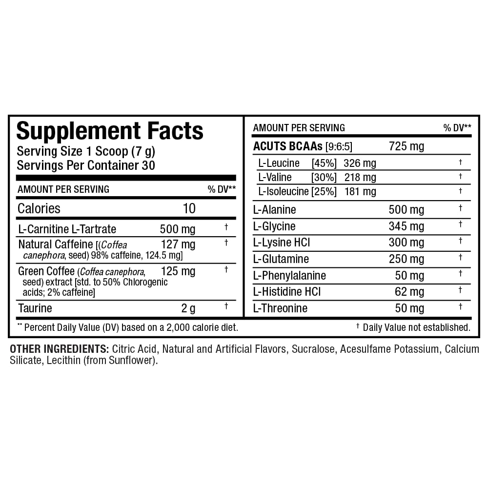 Taurine and L-carnitine contribute to the energy-forward blend.