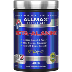 AllMax Beta-Alanine powder bottle boosts endurance for workouts.