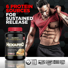 Allmax HEXAPRO French Vanilla bottle top with scoop-lock for easy access
